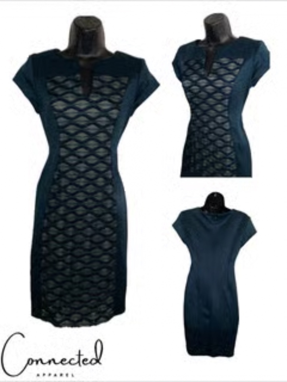 Connected Apparel Women's Dark Green Sheath Dress Size 4